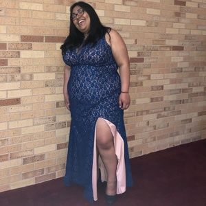 Blue/Nude Sequined Maxi Dress